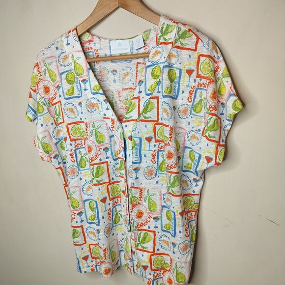 Cynthia Rowley Linen Knit Top Brunch Drinks Girls Outing - Picture 4 of 12